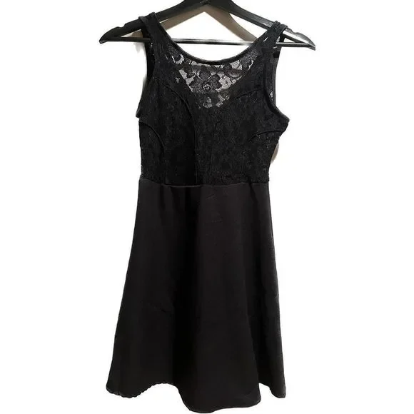 5 For 15 Black Lace Top Skater Dress | Color: Black | Size: Xs | Gingerbunnies's Closet